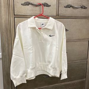 N Nike Women's Sportswear Phoenix Fleece 3/4-Sleeve Crop Polo Sweatshirt